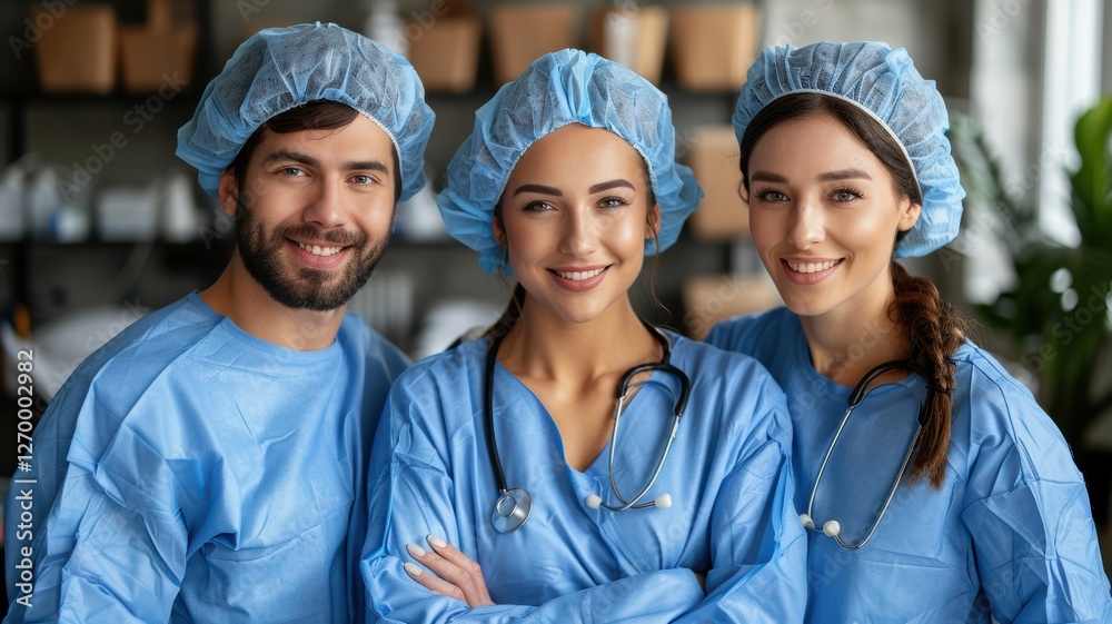 Young Team of medical workers in hospital. Unity concept Young Team of medical workers in hospital. Unity concept