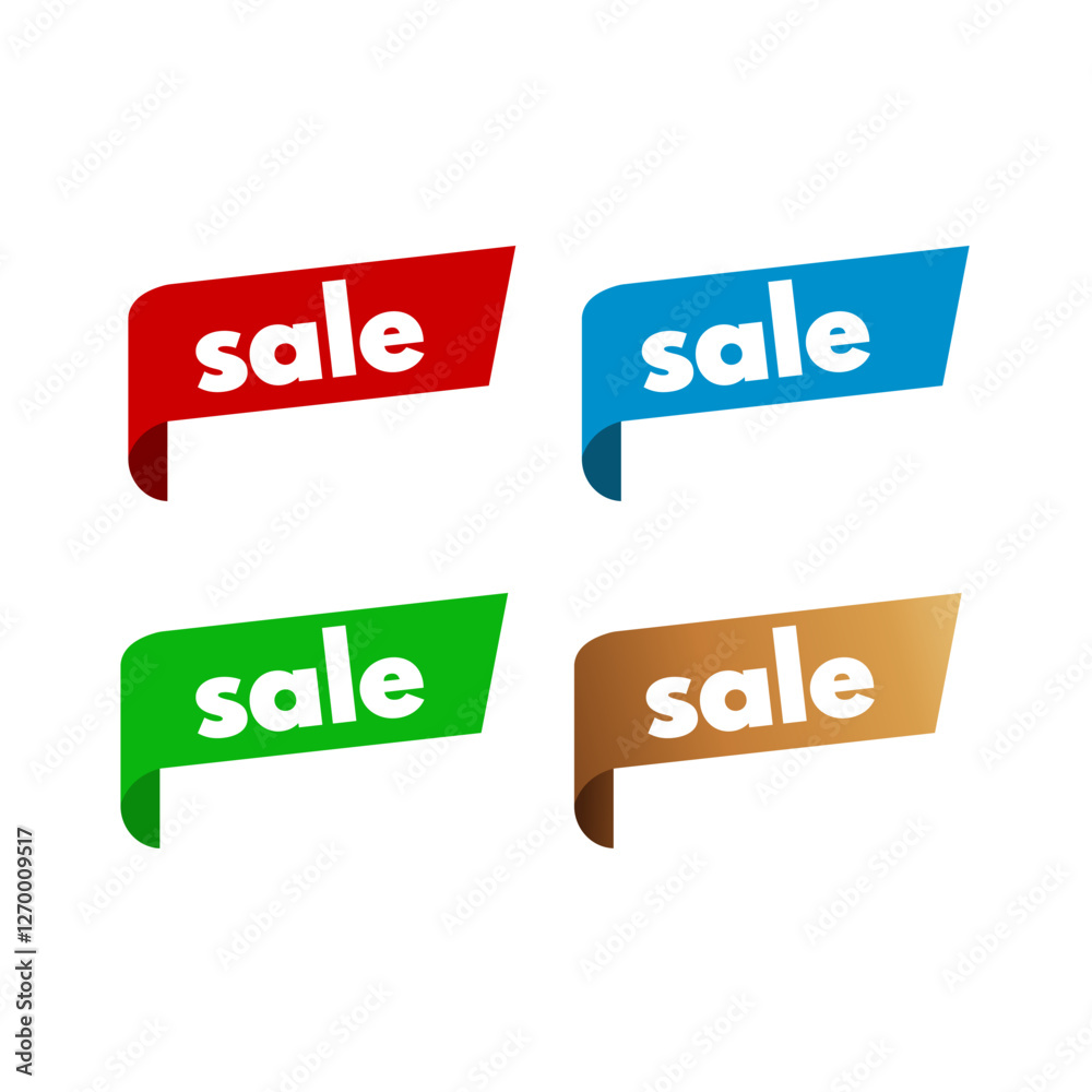 Sale - set of page edge sticker, red, blue, green, gold isolated - vector illustration Sale - set of page edge sticker, red, blue, green, gold isolated - vector illustration