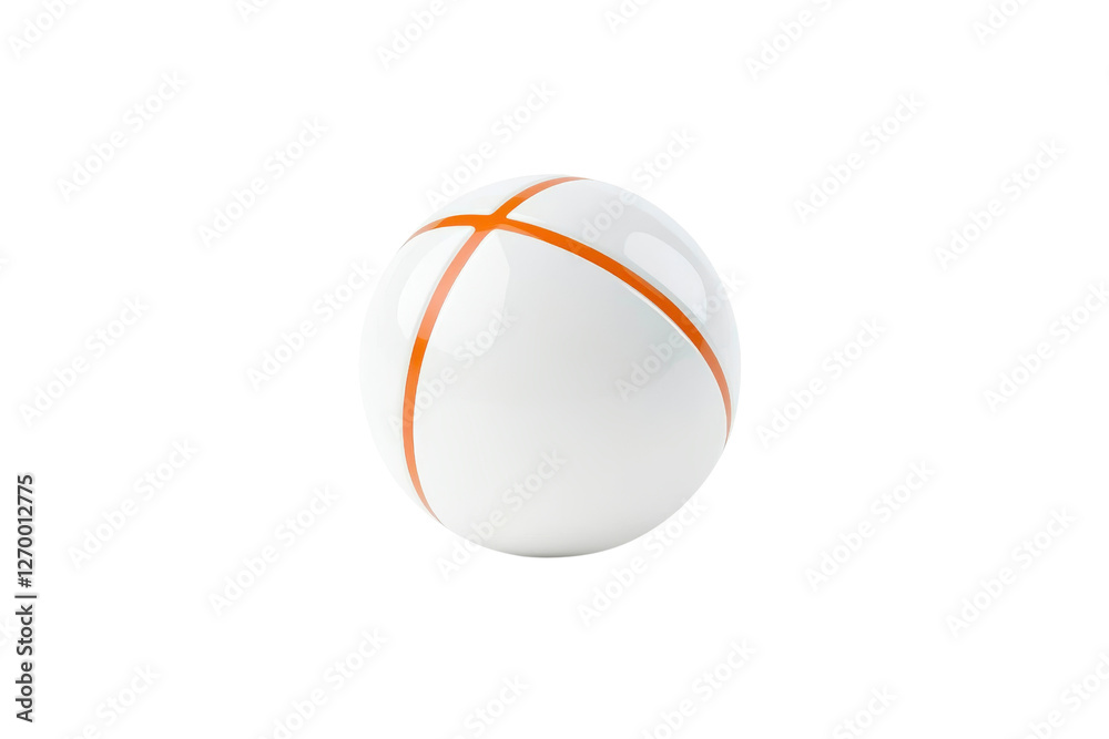 glossy white ball with orange stripes, perfect for sports or play. Its smooth surface and vibrant design make it eye catching item for various activities glossy white ball with orange stripes, perfect for sports or play. Its smooth surface and vibrant design make it eye catching item for various activities