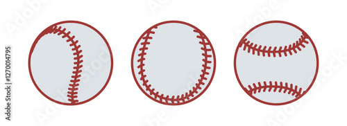 Set of Baseball ball. Outline sport ball baseball. Sport game equipment. Vector illustration