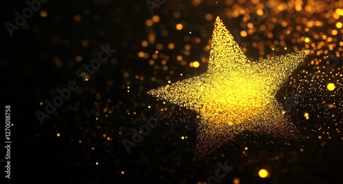 star made of gold sparkles on a dark background