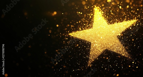 star made of gold sparkles on a dark background