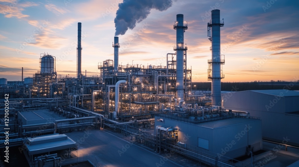 Industrial Sunset: Refinery at Dusk Industrial Sunset: Refinery at Dusk