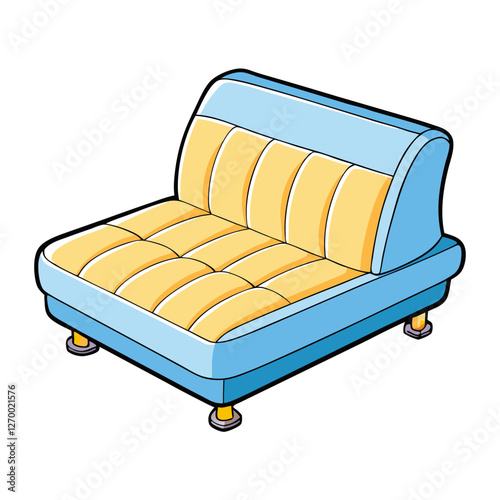 Convertible Futon Vector Illustration - Cartoon, Clipart & Line Art Design, High-quality convertible futon vector illustration in cartoon, clipart, and line art styles.