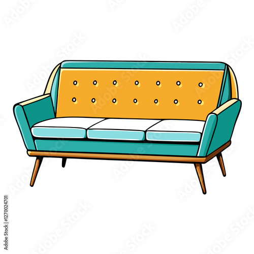 Furniture Velvet Chaise Vector Illustration - Cartoon, Clipart & Line Art Design, Velvet chaise vector illustration in cartoon, clipart, and line art styles, perfect for digital designs.