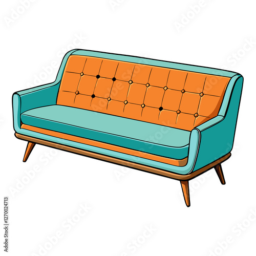 Furniture Velvet Chaise Vector Illustration - Cartoon, Clipart & Line Art Design, Velvet chaise vector illustration in cartoon, clipart, and line art styles, perfect for digital designs.