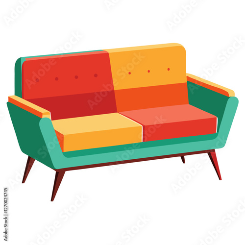 Furniture Velvet Chaise Vector Illustration - Cartoon, Clipart & Line Art Design, Velvet chaise vector illustration in cartoon, clipart, and line art styles, perfect for digital designs.