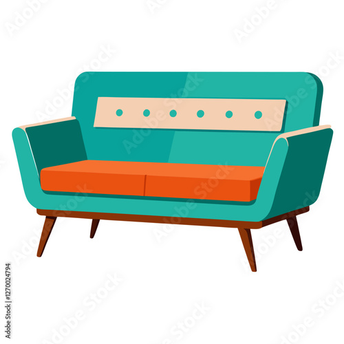 Furniture Velvet Chaise Vector Illustration - Cartoon, Clipart & Line Art Design, Velvet chaise vector illustration in cartoon, clipart, and line art styles, perfect for digital designs.