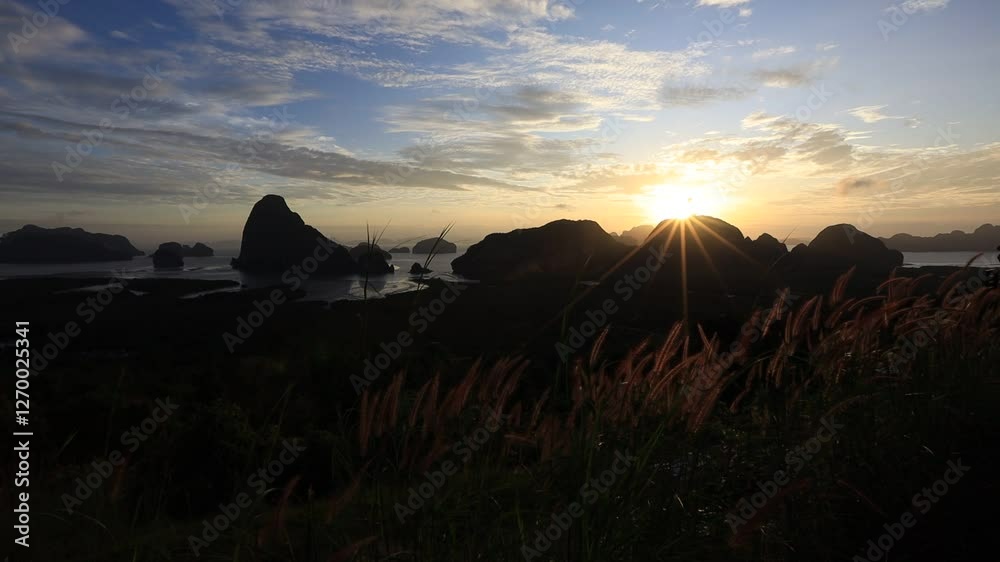 Nature video background from Phang Nga Bay Viewpoint, Samet Nang Chee, offering a beautiful wide-angle view of the sea. Nature video background from Phang Nga Bay Viewpoint, Samet Nang Chee, offering a beautiful wide-angle view of the sea.