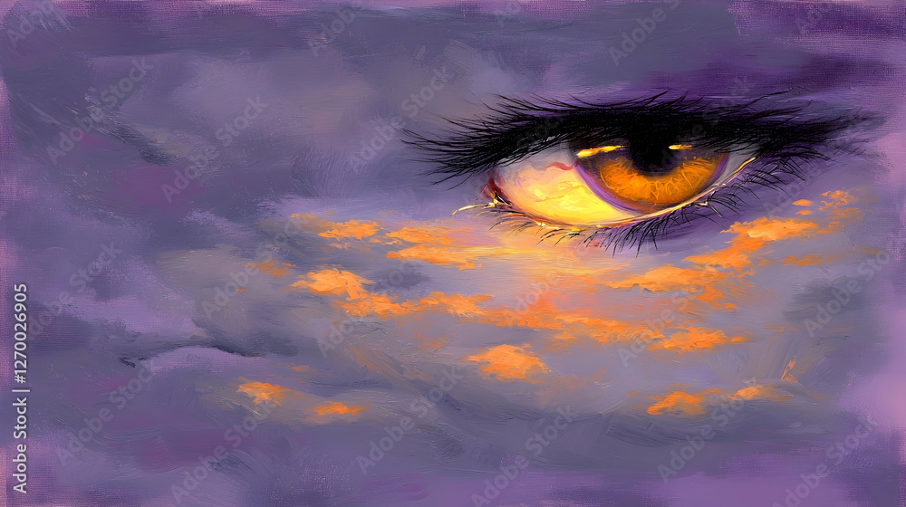 Fototapeta premium Sunset Eye Sky Cloudscape Digital Art Abstract