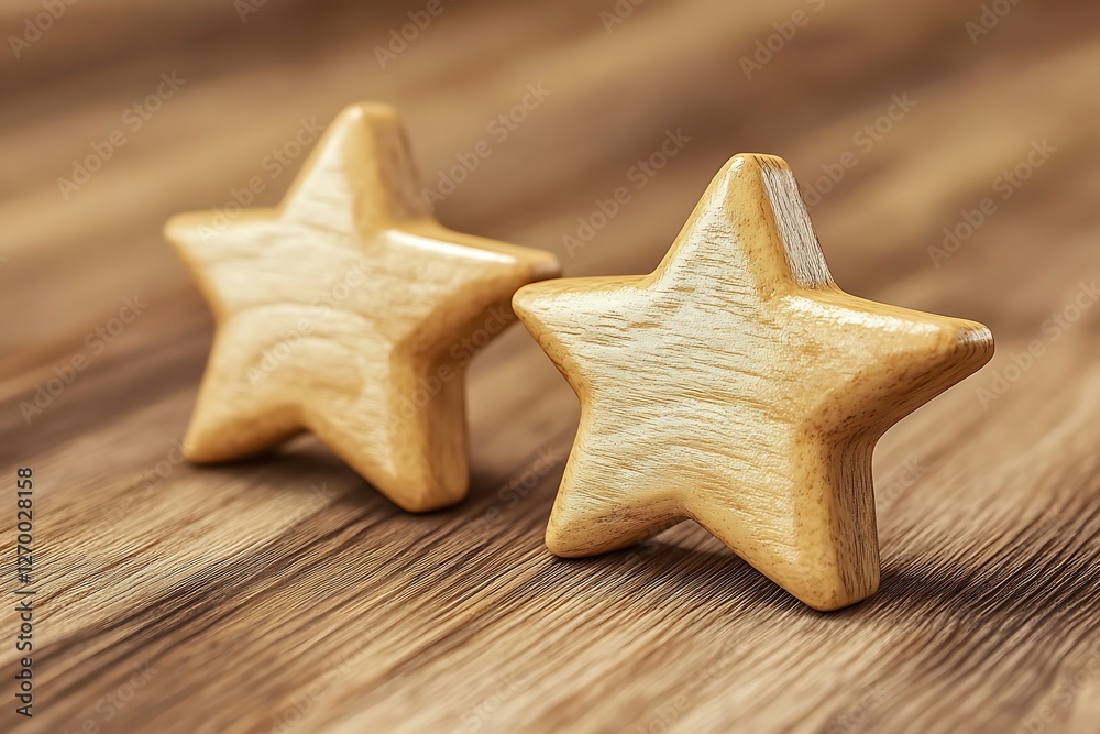 Exquisite Wooden Stars on a Wooden Background Exquisite Wooden Stars on a Wooden Background