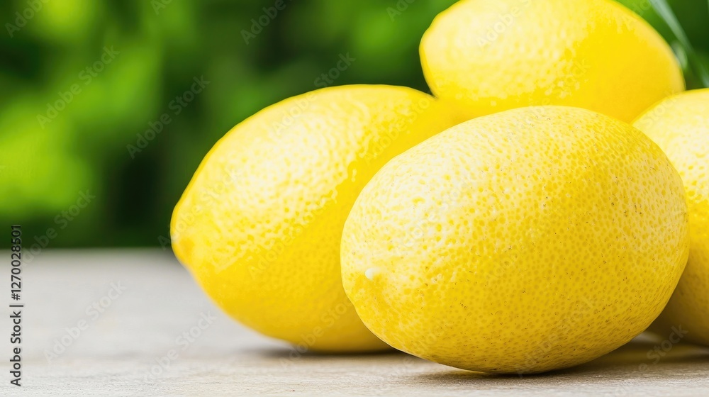 Fresh lemons on wood, green blurred background, food photography Fresh lemons on wood, green blurred background, food photography