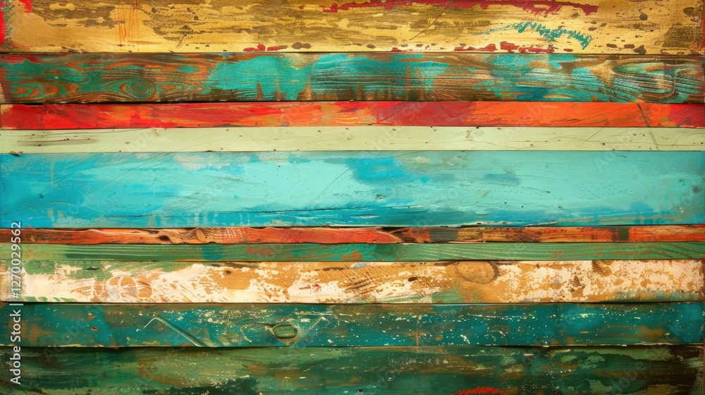 custom made wallpaper toronto digitalColorful wooden planks create vibrant and textured background, showcasing various shades of blue, red, green, and gold. This artistic arrangement adds warmth and character to any space