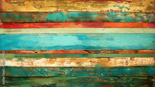 Wallpaper Mural Colorful wooden planks create vibrant and textured background, showcasing various shades of blue, red, green, and gold. This artistic arrangement adds warmth and character to any space Torontodigital.ca