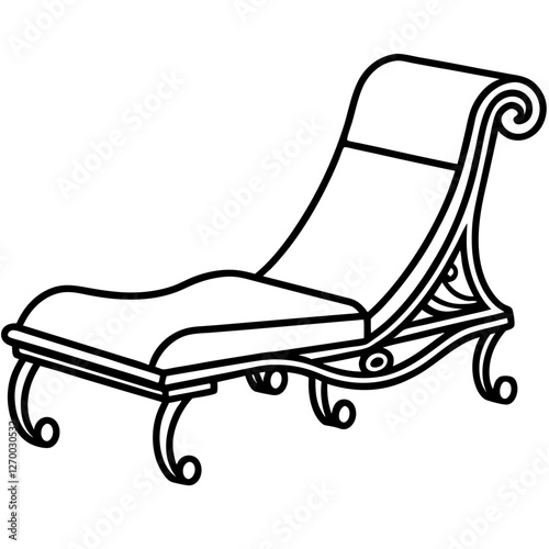 Luxe Lounger Vector Illustration – Clipart, Cartoons & Line Art Design, Luxe Lounger vector illustration, perfect for clipart, cartoons, and line art designs in digital products.