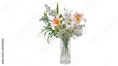 Wallpaper Mural Hand-painted watercolor floral arrangement with lilies in a glass vase. Torontodigital.ca