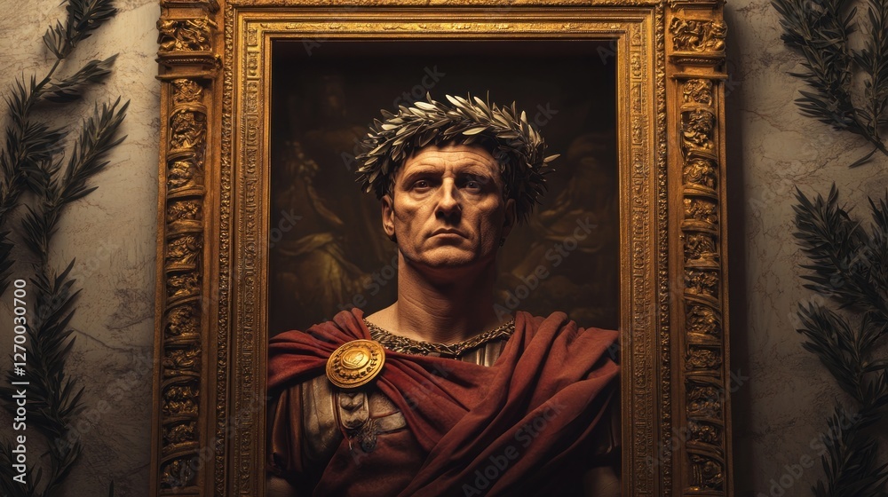 Naklejka premium Emperor Portrait, A majestic depiction of historical power and authority