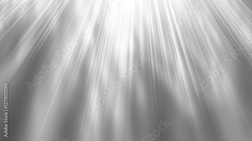 Bright light rays create soft, ethereal background with silver hue, perfect for various design projects. gentle gradient adds sense of calm and tranquility