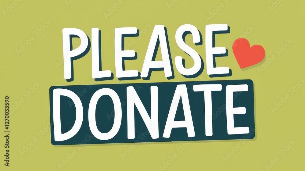Fototapeta premium Encouraging message asking viewers to donate with a heart