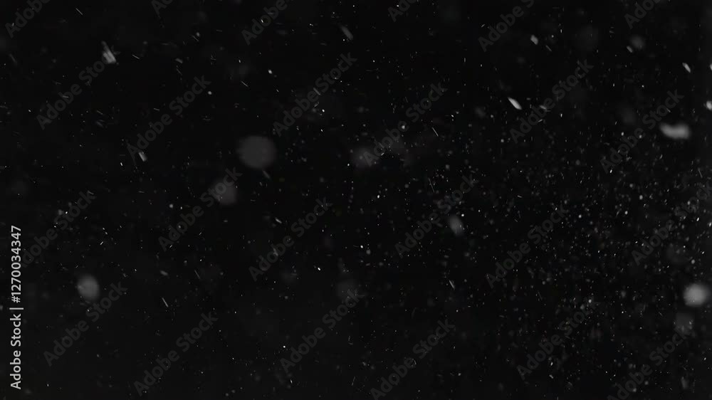 4K Real floating dust particles in dark atmosphere, slow motion background, abstract overlay, fine particle texture, digital design resource, glowing air particles, cinematic visual effect
