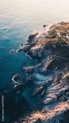 Coastal Rock Formations in Dramatic Sunrise Light