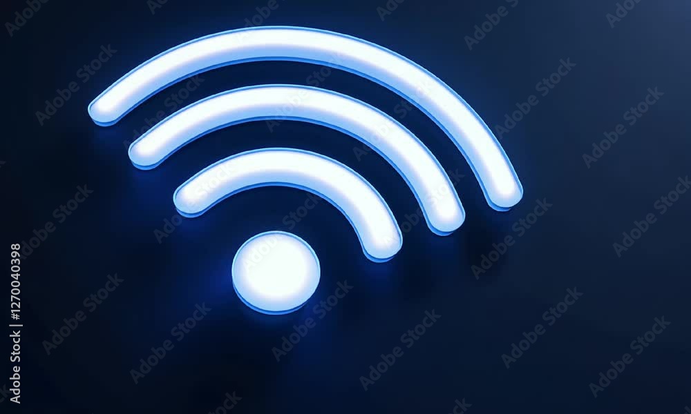 A high-quality image of a glowing blue WiFi signal icon on a dark background, symbolizing connectivity and modern communication. Perfect for tech-related projects or presentations. A high-quality image of a glowing blue WiFi signal icon on a dark background, symbolizing connectivity and modern communication. Perfect for tech-related projects or presentations.