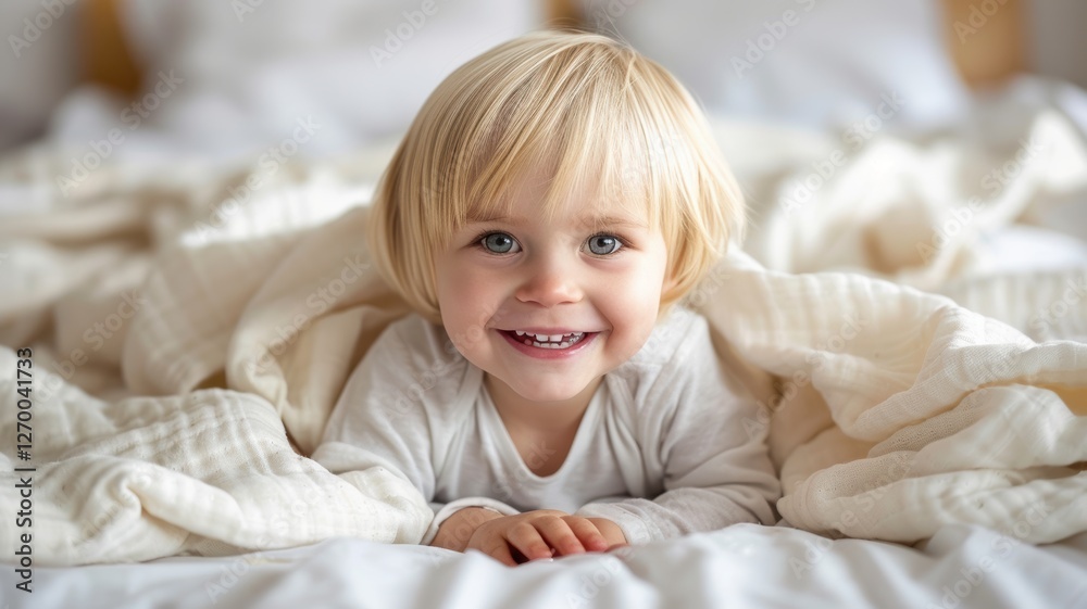 A joyful boy is sitting on the floor and laughing with his head tilted A joyful boy is sitting on the floor and laughing with his head tilted