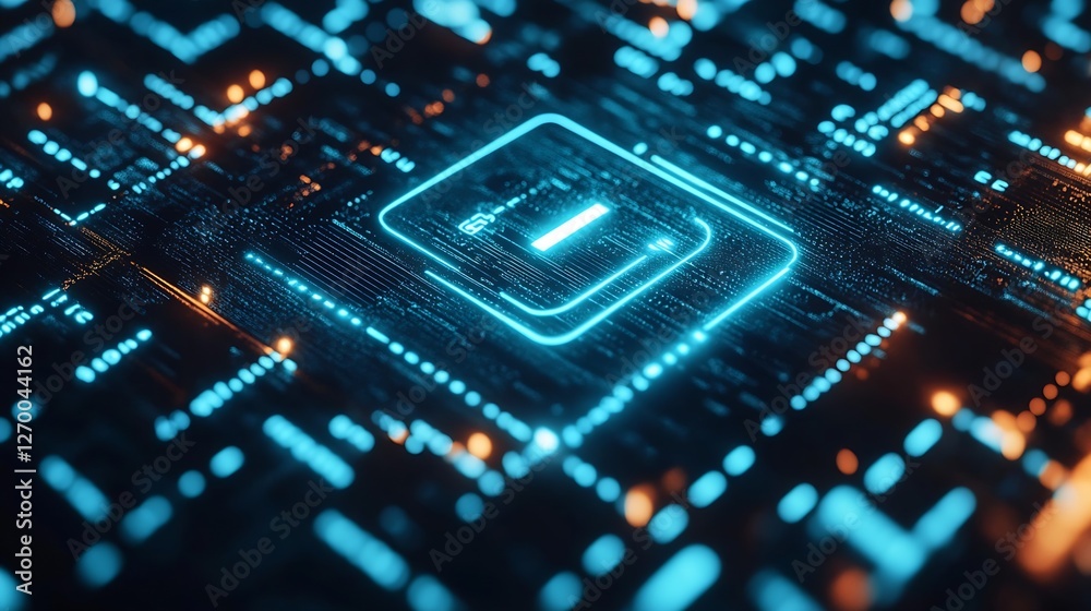 Fototapeta premium Advanced Digital Privacy Symbol Highlighting Data Protection in Cybersecurity : Generative AI