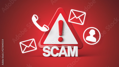 3D red warning triangle with a 
