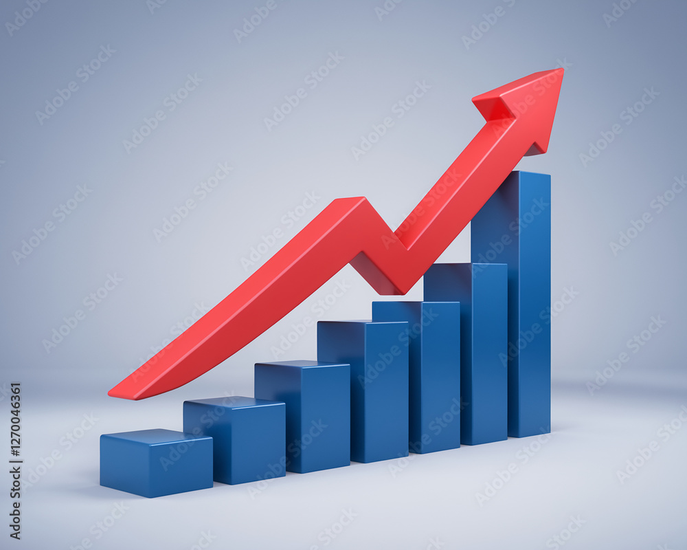A high-definition 3D render of a growing bar graph with a red arrow indicating an upward trend, symbolizing growth, success, and financial performance analysis. A high-definition 3D render of a growing bar graph with a red arrow indicating an upward trend, symbolizing growth, success, and financial performance analysis.