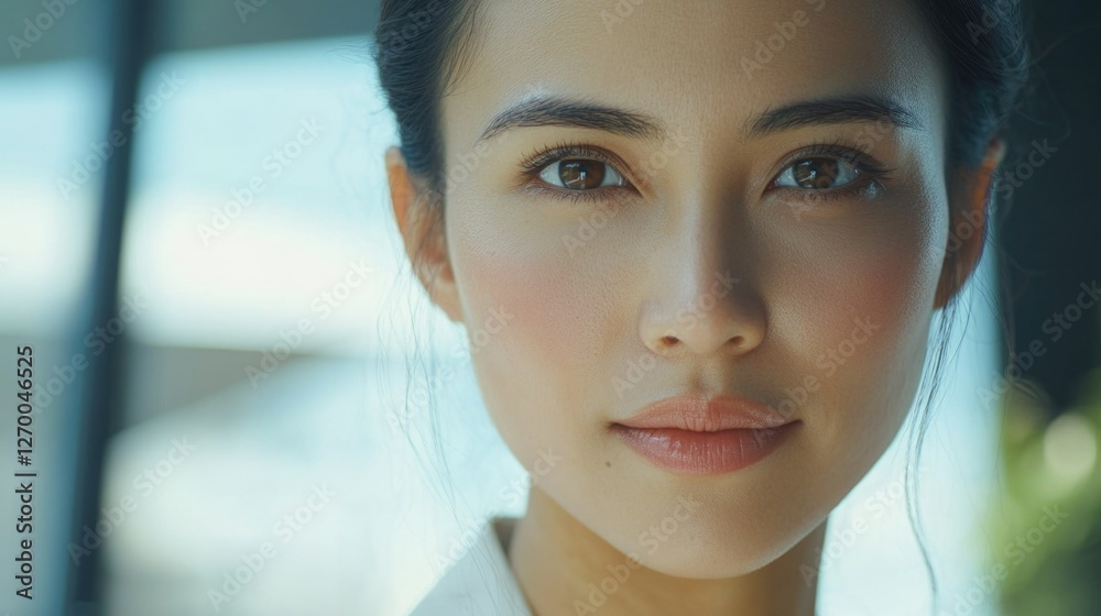 The image features a woman in a corporate setting, looking towards the camera with a confident and professional demeanor. The image features a woman in a corporate setting, looking towards the camera with a confident and professional demeanor.