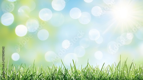 Spring Grass with Bokeh Background. Possible Use Stock Photo for Nature, Spring, or Environment themes