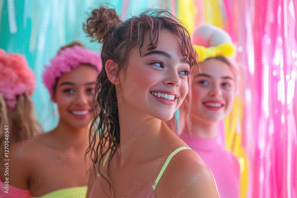 Fototapeta premium Vibrant preparations of pastel props create a fun atmosphere for celebration
