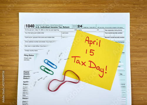 Tax Season Stress: April 15 Deadline Reminder on 1040 Form