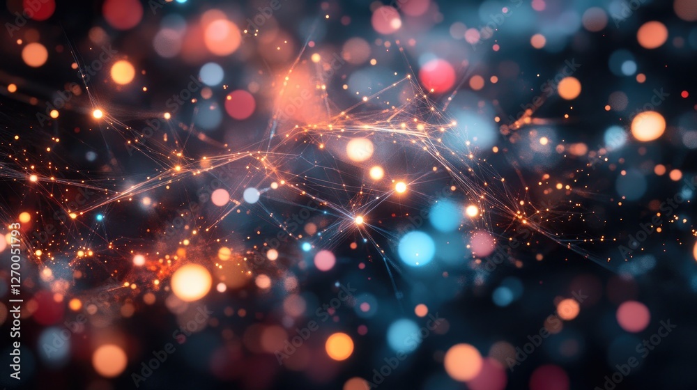 Fototapeta premium Deep learning neural network visualization with futuristic glowing AI technology.