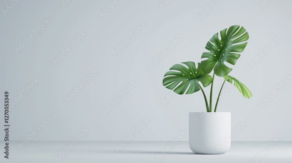 custom made wallpaper toronto digitalLush green monstera in a sleek white pot enhances any minimalistic space with its vibrant foliage.