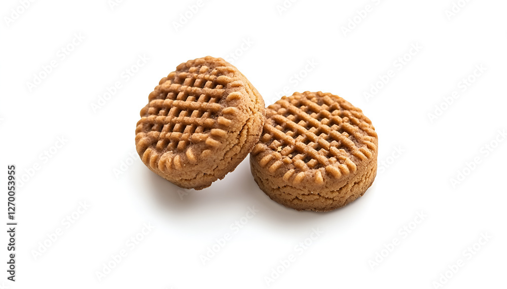 Peanut Butter Cookies isolated on white background. Traditional cookie close up.