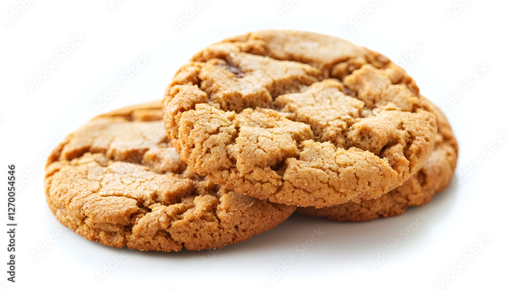 Peanut Butter Cookies isolated on white background. Traditional cookie close up.