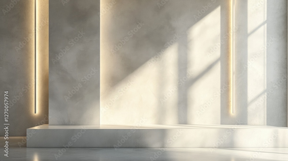 Obraz premium Clean, minimalist interior with modern furniture and soft lighting