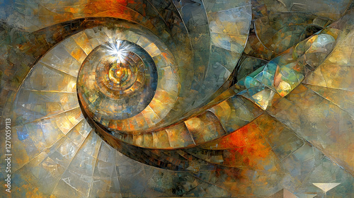 Abstract Spiral Staircase Art; Inner Journey; Enlightenment;  Spiritual Growth;  Wall Art; Meditation;  Inspirational Design