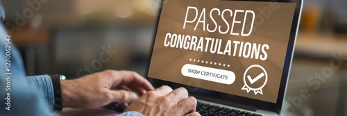 Person views passed congratulations message on their laptop screen