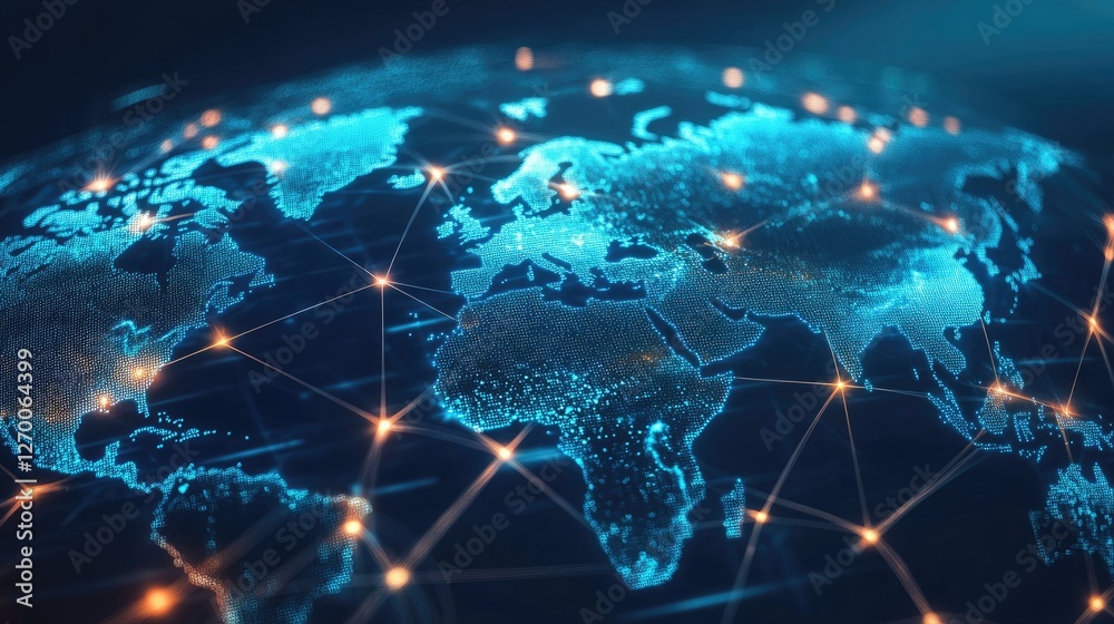 Smart finance and payments, futuristic holographic world map with glowing transaction links. Smart finance and payments, futuristic holographic world map with glowing transaction links.