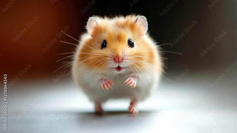 A cute hamster running energetically on its wheel in a clean, well-lit cage, enjoying exercise and playful moments.