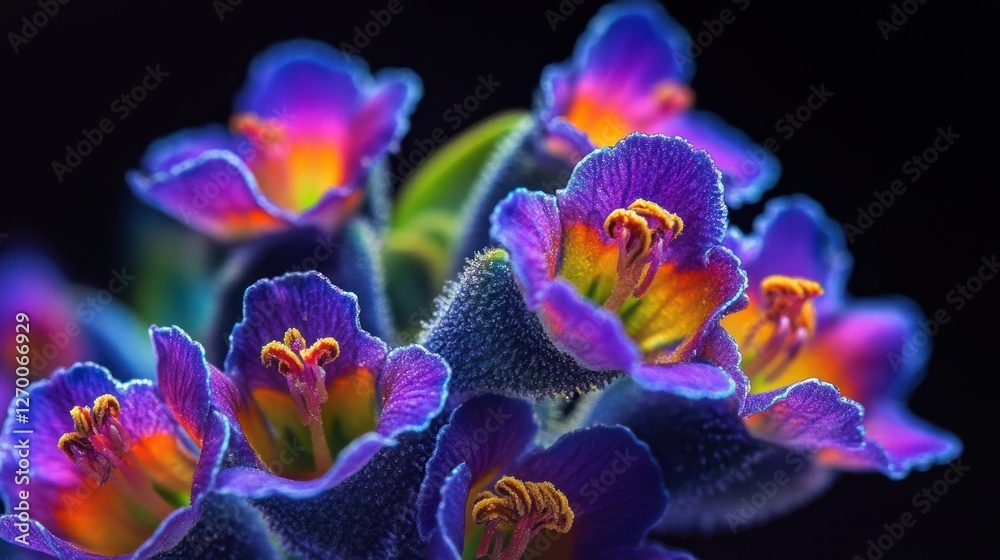Obraz premium Vibrant floral display, A striking close-up of luminous purple blossoms