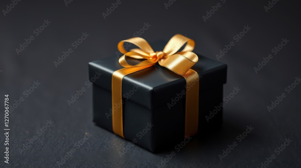 Elegant Black Gift: A sleek black gift box adorned with a gold ribbon, perfect for any special occasion. Elegant Black Gift: A sleek black gift box adorned with a gold ribbon, perfect for any special occasion.