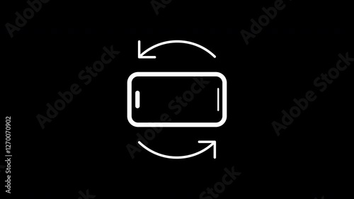 Phone rotate animation. Rotate your phone to landscape orientation. Rotate your phone icon animation. Transparent background with alpha channel