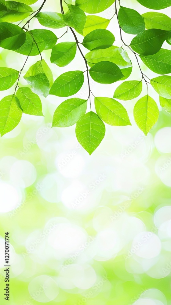 Lush green leaves against a bright blurred background Lush green leaves against a bright blurred background