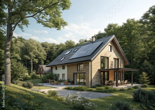 Wallpaper Mural house with solar panels on roof  Torontodigital.ca