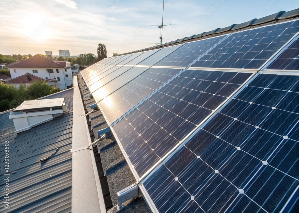 Obraz premium close up of solar panels on a roof