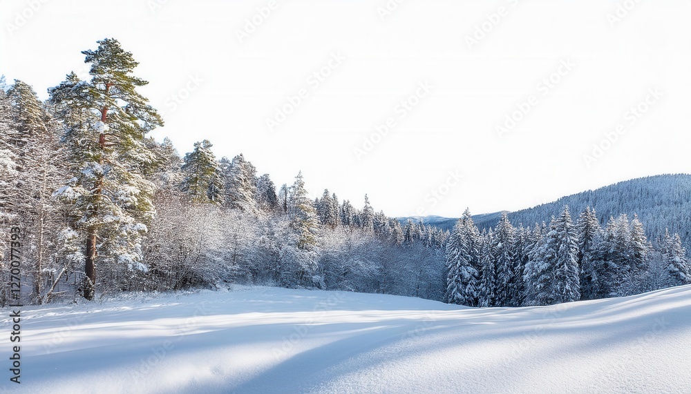 Fototapeta premium Winter snow landscape isolated on transparent background